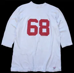 60s USA製 Wilson 68 ナンバリング コットン×ナイロン フットボールTシャツ 生成り L★ビンテージ アメフト スポーツ ナチュラル