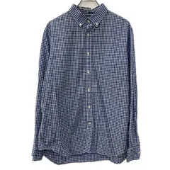 BANANA REPUBLIC 長袖 チェックシャツ L ブルー ホワイト バナナリパグリップ ボタンダウン ボタン 胸ポケット チェック柄 春物 a711-5921のサムネイル