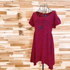 大人【バーバリーブルーレーベル】ホース ビッグロゴ ボーダーワンピースM 赤×黒