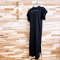 美品【ディーゼル】ロング Ｔシャツ ワンピース ロゴ 刺繍×プリント S 黒×白