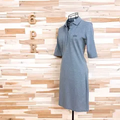 【ラコステ】ポロシャツ ワンピース スポーティ ワニ 刺繍ロゴ オール グレー