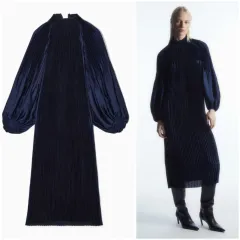 COS プリーツ ハイネック ラックス ミディドレス 冬コーデ イチオシ