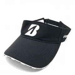 【美品】ブリヂストンTOURB サンバイザー 黒×白 立体ロゴ刺しゅう フリーサイズ（約56-59cm）  ゴルフウェア Bridgestone