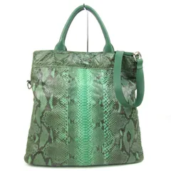 パイソン レザー 本革 トートバッグ ショルダーバッグ 2way 鞄 レディース グリーン Python 【中古】