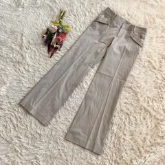 『LAUTREAMONT』ロートレアモン　スラックスパンツ　フレアパンツ　ストレッチ有　ブーツカット　センタープレス　デザインポケット　脚長効果　綿　コットン　日本製　きれいめ　グレー(M)