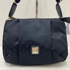 6057　CHRISTIAN OLIVIER　クリスチャンオリビエ　 ショルダーバッグ　斜めがけ　紐調節可能　 ロゴ　モノグラム　総柄　ネイビー系　紺　 ナイロン　レディース