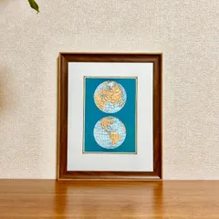 新品☆額縁付アートポスター☆Vintage Reproduction（ヴィンテージ・リプロダクション）☆レトロ風ポスター☆復刻☆デザイン☆Map of the World’s Hemispheres, two views☆574