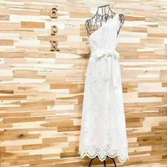 未使用タグ付き【ザラ】花柄 ロング マキシ ワンピース ワンショルダー L 白