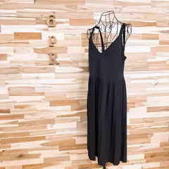【ザラ】プリーツ ドッキング ロング キャミ ワンピース シンプル M黒ブラック