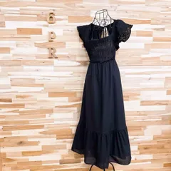 稀少【ザラ】フラワー レース スリーブ ティアード ロング ワンピース S 黒