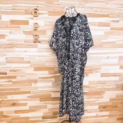 希少サイズ【ザラ】オーバーサイズ ロング ワンピース ボタニカル XXL 黒×白