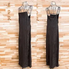 【ザラ】ジャガード織 ロング キャミ ワンピース 和柄 花柄リーフ L カーキ