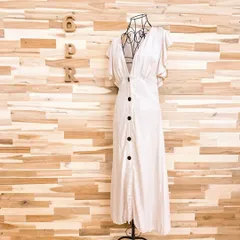 【ザラ】リネン ブレンド フリル ノースリーブ ワンピース M ベージュ×黒