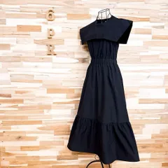 希少【ザラ】セーラー襟 ティアード ロング ノースリーブ ワンピース XS 黒