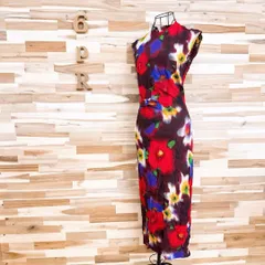 希少【ザラ】花柄 ぼかしプリント ノースリーブ ロング ワンピース S 赤×青