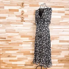 未使用【ザラ】透け感シアー シフォン 花柄 ラメ糸 ロング ワンピース S 黒