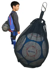 Ｏｋｉｍａ Okima サッカーボール ネット 入れ4WAY＆簡単収納 バッグ メッシュ リュック (ブラック)のサムネイル