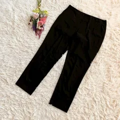 『UNIQLO』ユニクロ　クロップドパンツ　イージーパンツ　ストレッチ　ウエストゴム　ストレート　スリムフィット　黒(L)