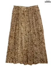 古着 BANANA REPUBLIC バナナリパブリック 総柄 シフォン ロング丈 スカート 茶 (btu2511007)