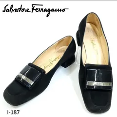 5千円均一‼️Salvatore Ferragamo フェラガモ  スクエアトゥパンプス　ガンチーニ 22cm  太ヒール 高級スエード