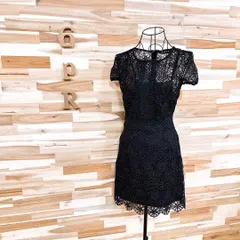 【ザラ】フラワー エンブロイダリー レース ドレス ワンピース 花柄 XS 黒