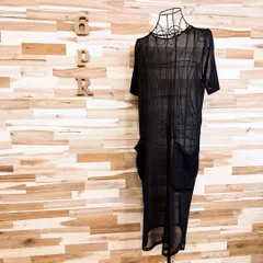 美品【ザラ】透け感 シースルー ロング ワンピース レイヤードスタイル S 黒