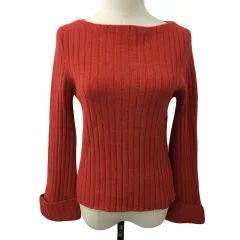 ロペ ROPE セーター ニット プルオーバー ボートネック リブ ウール 長袖 38 赤 レッド