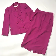 pierre cardin ピエールカルダン ヴィテージ 昭和レトロ セットアップ ダブルジャケット スカート バブリースーツ ショッキングピンク 11号 Lサイズ