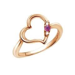 [シアーズ]リング 指輪 レディース シルバー925 ピンクゴールドカラー オープンハート ダイヤモンド 7月 誕生石