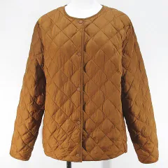 ユニクロ UNIQLO パフテック キルティング ジャケット ウォームパデッド XL 茶系 ブラウン 無地 スナップボタン 中綿