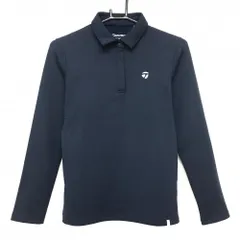 【超美品】テーラーメイド 長袖ポロシャツ ネイビー×白 裏微起毛 スナップボタン レディース M ゴルフウェア TaylorMade