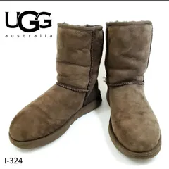 5000均一‼️UGG australia  ムートンブーツ 高級スエード ミドル丈 25.5cm ダークブラウン 定価¥3万