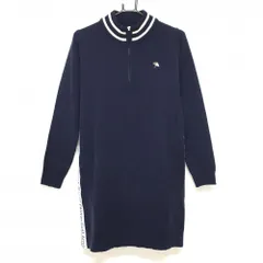 アーノルドパーマー ニットハイネックワンピース ネイビー×白 サイドロゴライン ハーフジップ レディース L ゴルフウェア Arnold Palmer