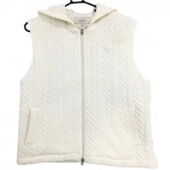 アダバット 中綿ニットベスト 白 ケーブル編み フード・裏地付 レディース 42(XL) ゴルフウェア adabat