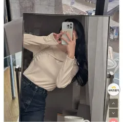 起毛オフショルダー感じ アシンメトリー カラ ゴージ Tシャツ