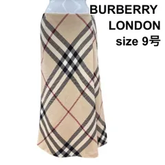 ■ バーバリーロンドン BURBERRY LONDON スカート ロング丈 Aライン セミフレア チェック柄 ベージュ 毛 38 M 9号 レディース T5Y018