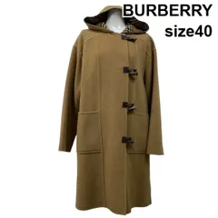 ◆ バーバリー BURBERRY ロングダッフルコート フード ヴィンテージ ノバチェック キャメル ウール カシミア 40 L 11号 レディース S5X346