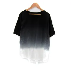 インディヴィ INDIVI Tシャツ カットソー 半袖 ラウンドネック オーバーサイズ 38 M グラデーション 黒 ブラック /SY43