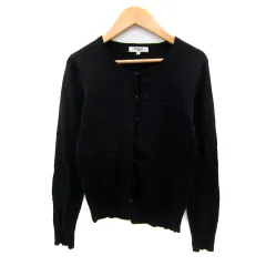 ナチュラルビューティーベーシック NATURAL BEAUTY BASIC カーディガン ミドル丈 ラウンドネック 無地 S 黒 ブラック /SY21