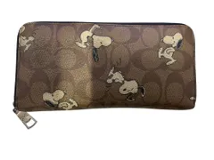 【中古】 COACH コーチ C4327 ジップラウンド長財布 スヌーピー シグネチャー 財布 (OIM1018)