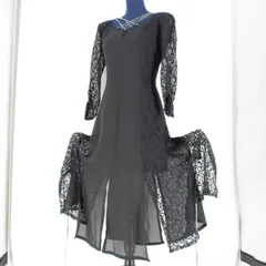 【美品 社交ダンス衣装】BOUTIQUE MUGEN HARAJUKU ワンピース ドレス 黒 ブラック レースのサムネイル