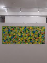 ハッピーあっぷるちゃん 油絵 画家 小楠アキコ作品 20×20cm キャンバス