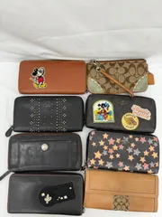 【ジャンク品】COACH/コーチ ブランド 長財布 8点まとめ売り ブラック/ブラウン他 ミッキー柄等 TGT779/854Y