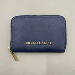未使用級　MICHAEL KORS マイケルコース　コインケース　小銭入れ　レザー　ロゴ　金金具　ネイビー　紺