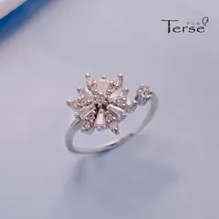 Terse　キラキラと美しいカットを施した最高品質CZダイヤモンド（キュービックジルコニア）を雪の結晶をモチーフにしたフォークリング　雪好きには堪らない可愛さクリスマス　誕生日　指輪　母の日?記念日?結婚式?旅行　普段使い　通勤　通学　 rs0289as