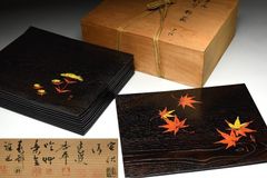 春日万葉花 漆塗り銘々皿 5枚セット 桐箱入り - メルカリ