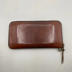 良品　革蛸　長財布　ラウンドジップ　ナチュラル　レザー　本革　ロゴ　茶　ブラウン