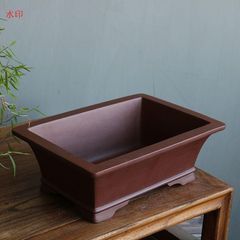 希少！古鉢！懸崖鉢 正方 中国宜興 ラン鉢 盆栽鉢 古鉢 落款 時代