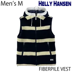 【USED／メンズM】HELLY HANSEN ボアフリース フーディ ベスト ネイビー／ホワイト