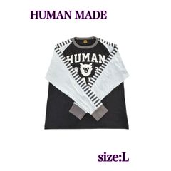 希少デザイン】ヒューマンメイド デカロゴ 両面ロゴ 長袖Tシャツ 黒 L 